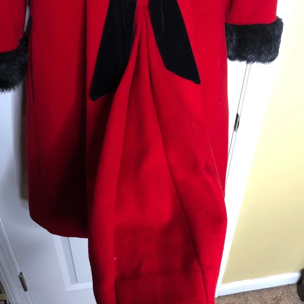 Rothschild Red Wool Pea Coat Black Velvet Girls 7 - Picture 7 of 16